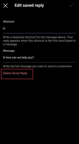 Odaberite Izbriši spremljeni odgovor | Kako isključiti automatski odgovor na Instagramu