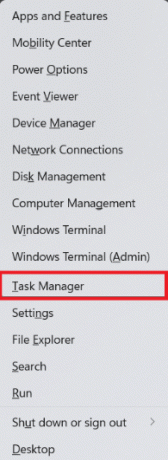 Opción de administrador de tareas en el menú de enlace rápido