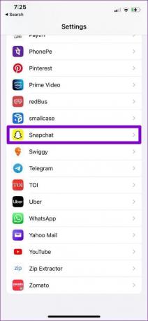 „Snapchat“ nustatymai „iPhone“.