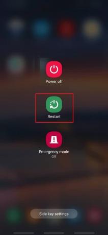 klepněte na možnost restartování v zařízení Android