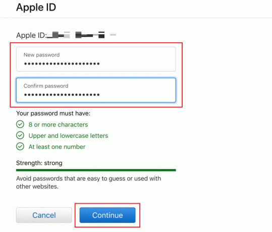 Klicka på Fortsätt efter att ha angett lösenorden i fälten | Hur du kommer in på ditt iCloud-konto