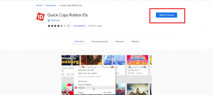 Copia rápida de ID de Roblox en Chrome Web Store