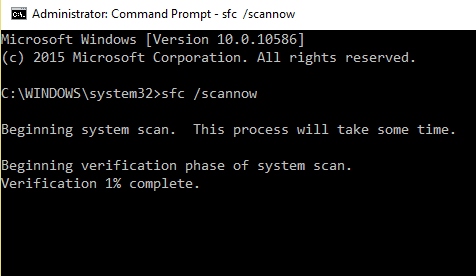 sfc scan nyt -komento korjaa Minecraftin kaatumisongelmat Windows 10:ssä