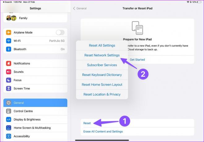 restablecer la configuración de red en iPad