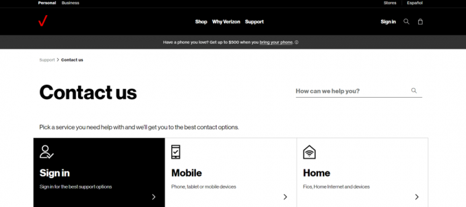 Verizon Wireless-Supportseite. Wie erhalte ich einen Mitarbeiter beim Verizon-Kundendienst?