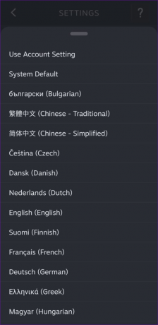 Välj Språk i Steam för Android eller iPhone