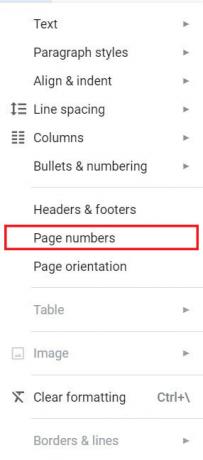 En las opciones de formato, haga clic en Números de página