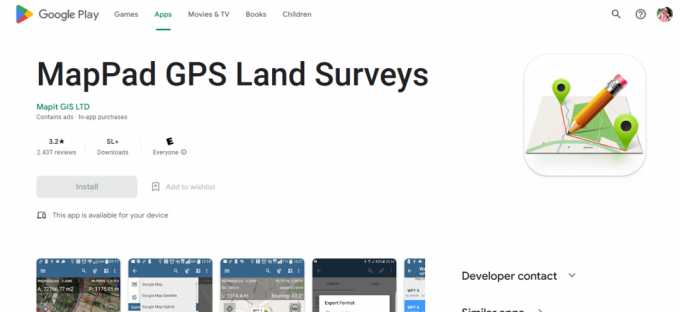 MapPad GPS Land Surveys. 24 καλύτερες εφαρμογές Land Survey