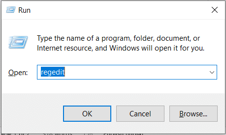 Nospiediet Windows un X, lai atvērtu komandu lodziņu Palaist. Ierakstiet regedit un nospiediet taustiņu Enter.
