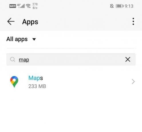 Öppna App Manager och leta upp Google Maps | Åtgärda att Google Maps inte visar vägbeskrivningar i Android