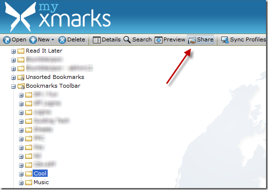 Partajați folderul marcajelor folosind xmarks2