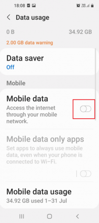 Deaktivieren Sie die mobilen Daten im Abschnitt „Mobil“.