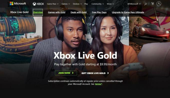 Xbox Live Gold webbplats