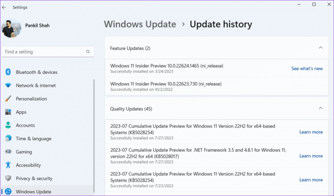 Προβολή ιστορικού ενημερώσεων στα Windows