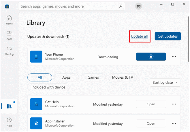 faceți clic pe butonul Actualizați toate. Remediați eroarea Windows Store 0x80072f05