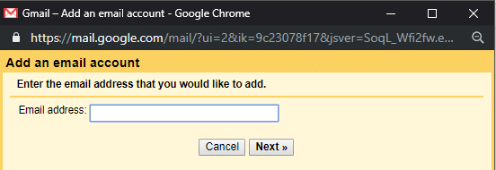V novem oknu vnesite svoj stari Gmail naslov in kliknite Naprej