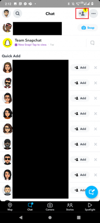 친구 추가 아이콘을 탭하세요. 사용자 이름 없이 Snapchat에서 누군가를 찾는 방법