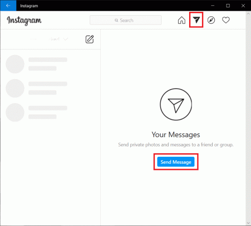 Faceți clic pe pictograma Mesaj direct pentru a trimite cuiva un mesaj privat. | Verificați mesajele Instagram pe computer