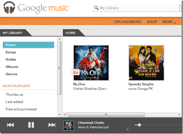 Google Music Manager-afspiller