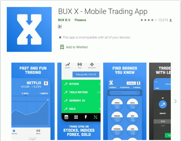 Bux X — mobilā tirdzniecības lietotne