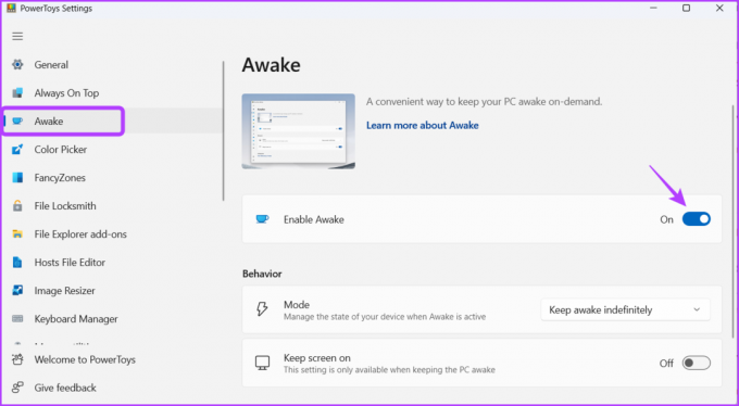 Awake opció a Microsoft PowerToysban