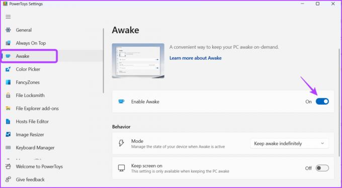 Opțiunea Awake în Microsoft PowerToys