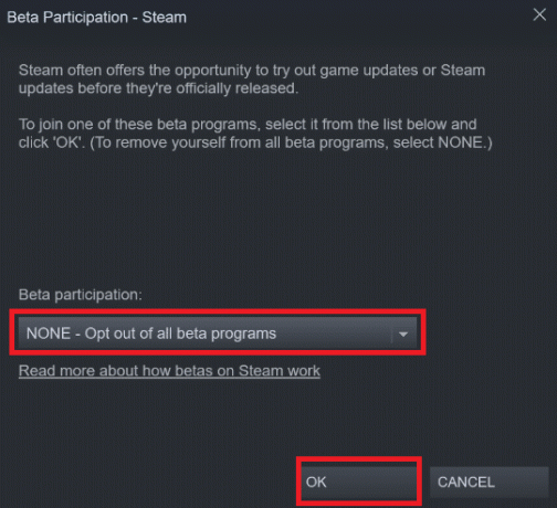 „Steam“ NĖRA – atsisakykite visų beta versijos programų