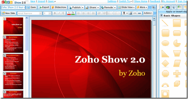 Zohoshowuma alternativa ao powerpoint