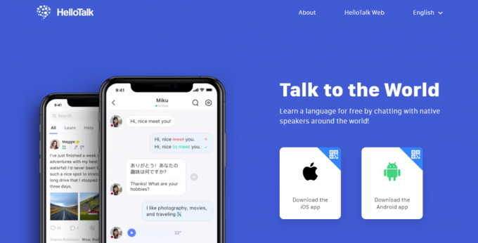 Die beste Spanisch-Lern-App für Anfänger auf der HelloTalk-Homepage