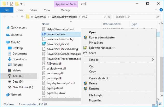 Eikite į WindowsPowerShell aplanką C diske ir atidarykite PowerShell | 7 būdai, kaip atidaryti padidintą „Windows PowerShell“ sistemoje „Windows 10“.