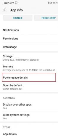 Napsauta Power UsageBattery -vaihtoehtoa