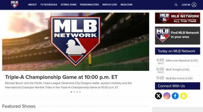 officiella MLB Network-webbplatsen