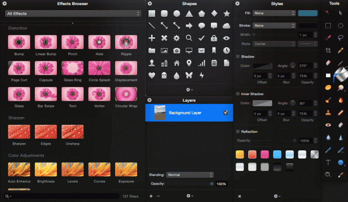 Pixelmator Efecte Forme Instrumente Stiluri Straturi