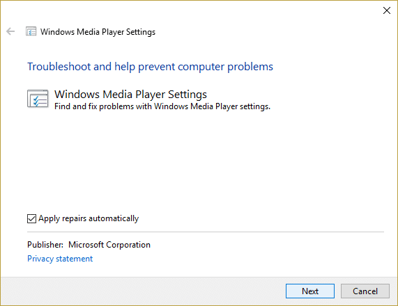 Führen Sie die Windows Media Player-Fehlerbehebung aus