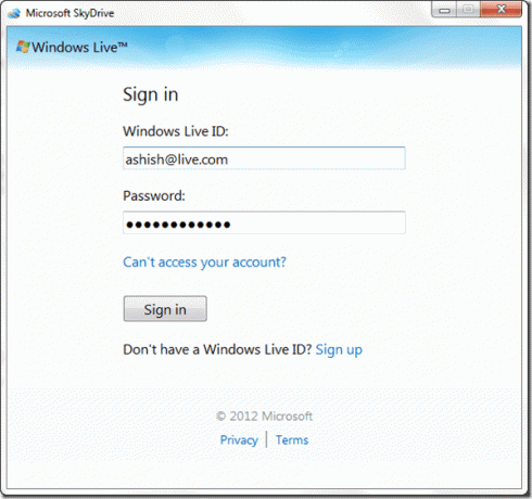 Windows Live에 로그인