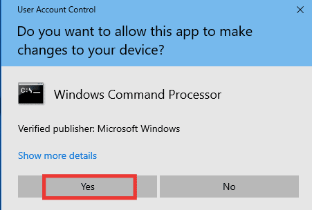 คลิกที่ ใช่ เพื่อให้สิทธิ์ แก้ไขฮาร์ดไดรฟ์ภายนอกไม่สามารถเข้าถึงได้ใน Windows 10