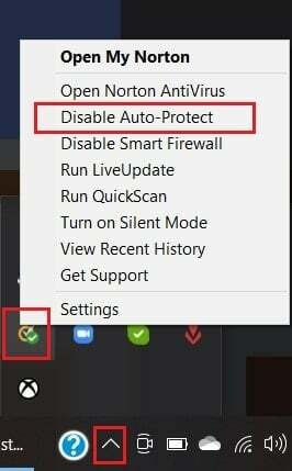 În bara de activități, faceți clic dreapta pe antivirus și faceți clic pe dezactivați protecția automată | Remediați Steam blocat la alocarea spațiului pe disc pe Windows