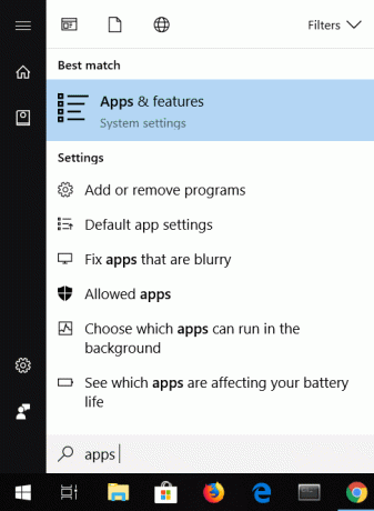 Typ Apps en functies in Windows Search. Hoe te repareren Windows 10 herkent iPhone niet