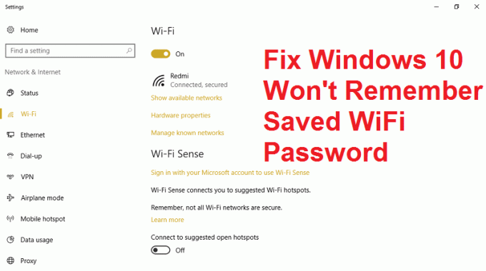 תקן את Windows 10 לא יזכור סיסמת WiFi שמורה