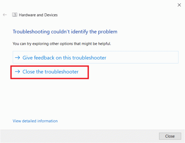 Si no hay ningún problema con los controladores, haga clic en Cerrar el solucionador de problemas 