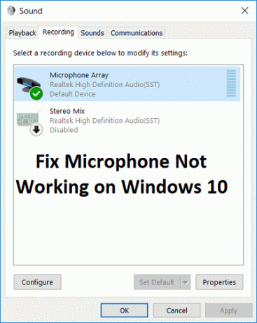 Поправете, че микрофонът не работи в Windows 10