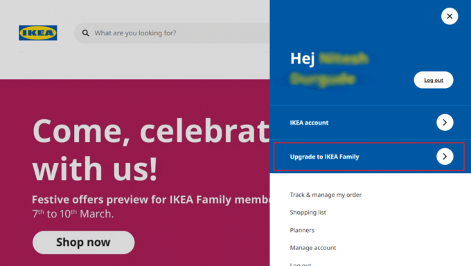 Fai clic sull'opzione Passa a IKEA Family | Come eliminare l'account IKEA
