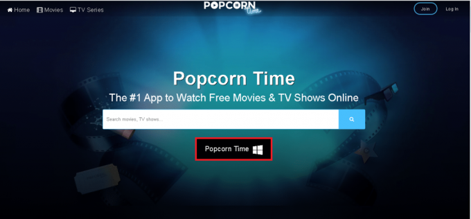 Klicken Sie auf die Popcorn Time Windows-Schaltfläche. 