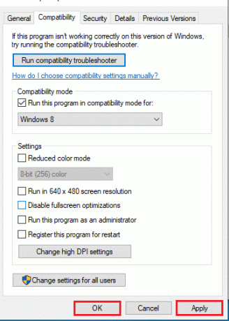 적용을 클릭한 다음 확인 버튼을 클릭합니다. Windows 10에서 포착된 CoD Black Ops 2 처리되지 않은 예외 수정