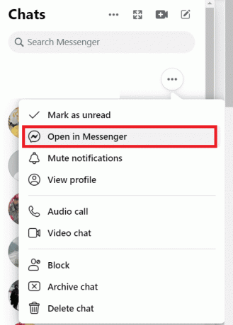 Faceți clic pe Deschidere în Messenger 