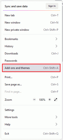 kliknij dodatki i motywy w opcjach menu Mozilla Firefox