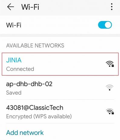 Wi-Fi conectat pe telefonul Android Honor Play