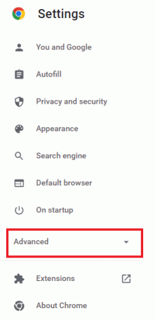 Klicka på Avancerat. Fixa att Chrome inte sparar lösenord i Windows 10