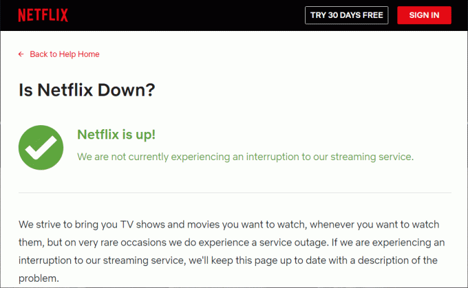 Перевірте статус Netflix