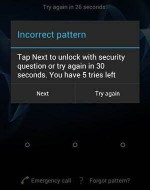 indtaste den forkerte PIN-kode flere gange. | låse en smartphone op uden PIN-koden